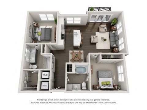B2 Floor Plan at Marq on Main, Lisle, Illinois